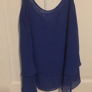 Royal blue spaghetti strap sheer top